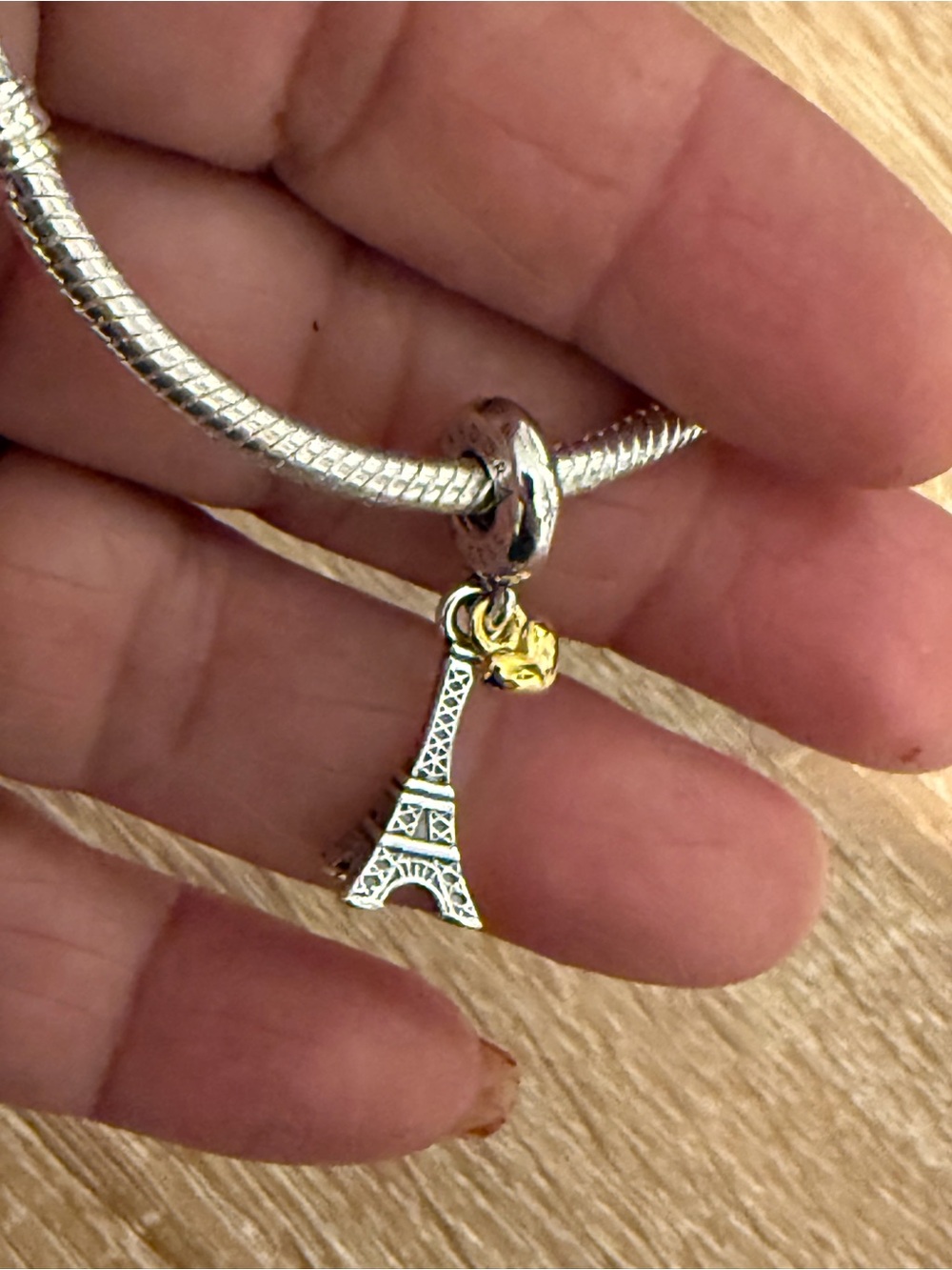Eiffel Tower Dangle Charm- Silver & Gold Accents